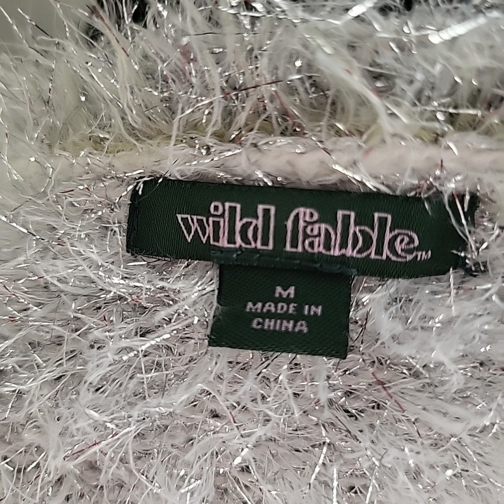 WILD‎ FABLE  Women's Fuzzy Metallic Tinsel Sparkly Soft Pullover Holiday M 2018 - Picture 6 of 8